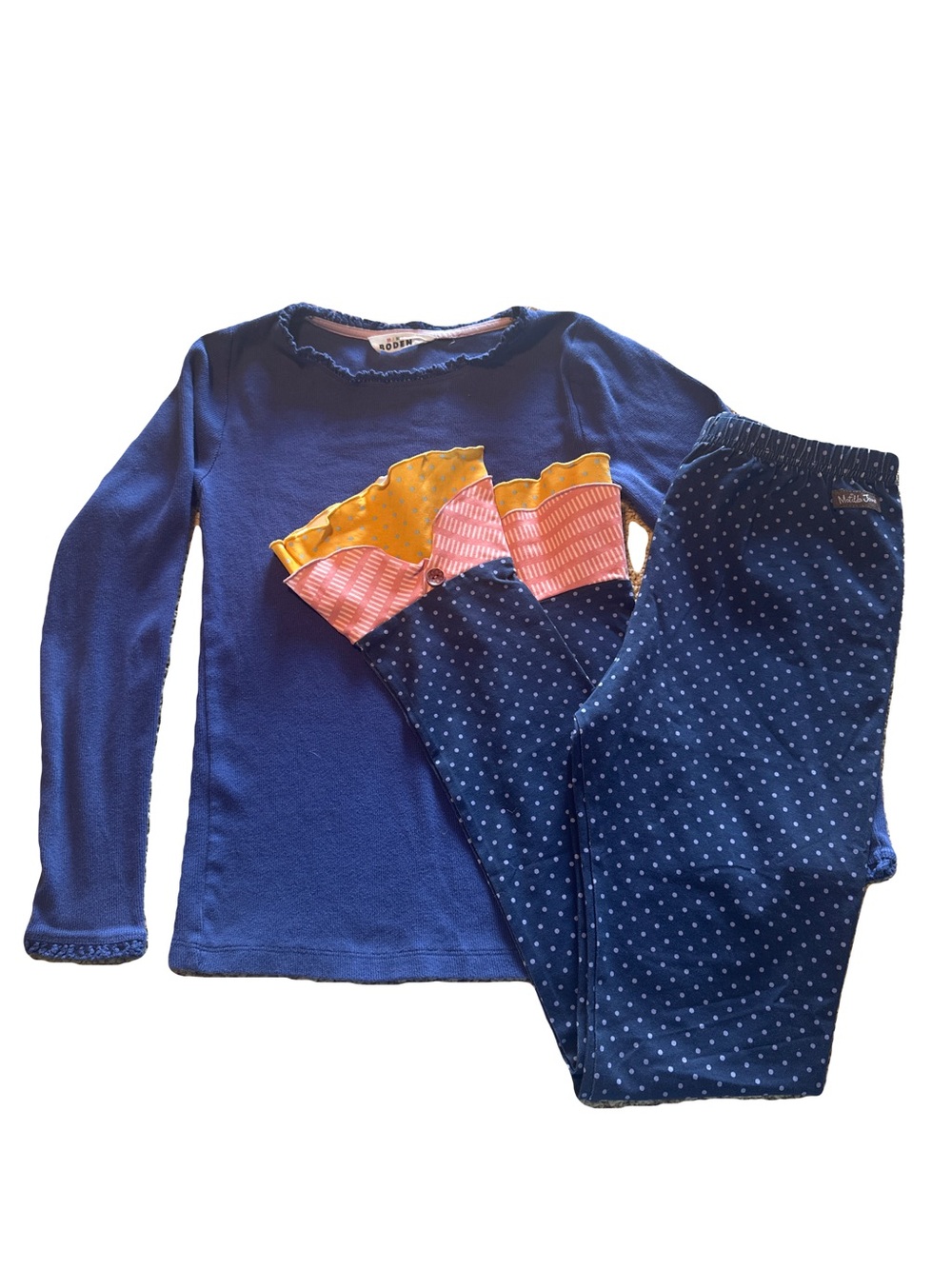 Matilda Jane Navy Blue Leggings with Yellow & Pink Ruffle Accents